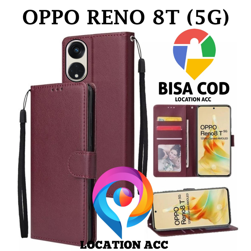 OPPO RENO 8T (5G) FLIP LEATHER CASE PREMIUM-FLIP WALLET CASE KULIT UNTUK OPPO RENO 8T (5G) - CASING 