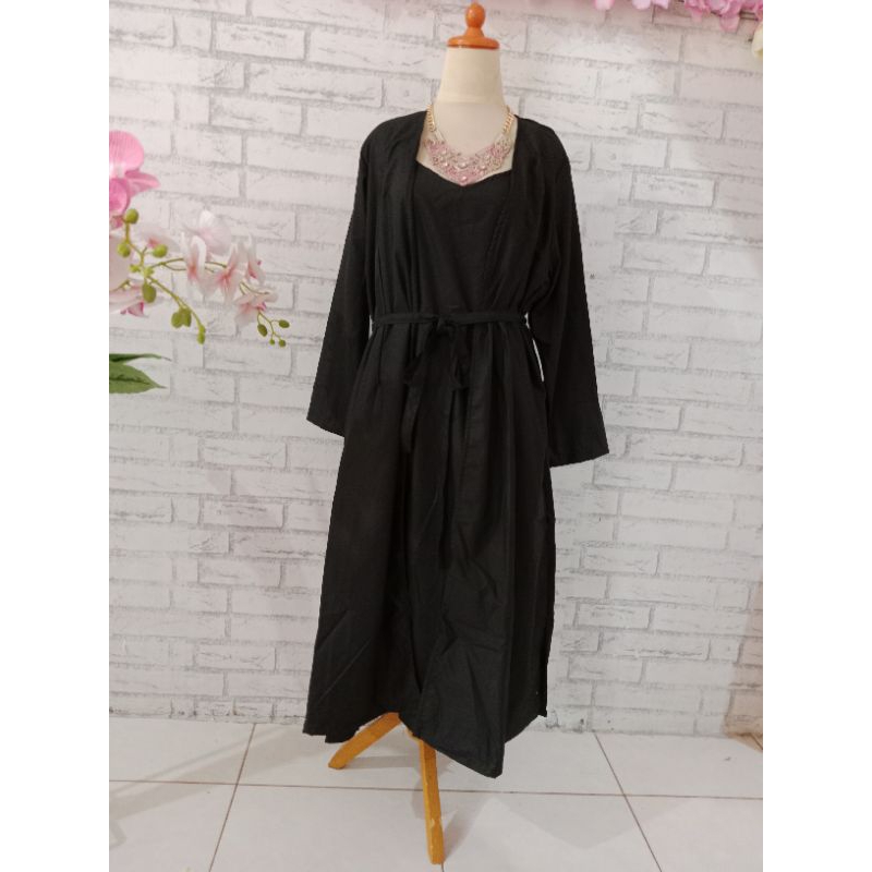 dress hitam big size/dress plus inner big size/dress pesta big size