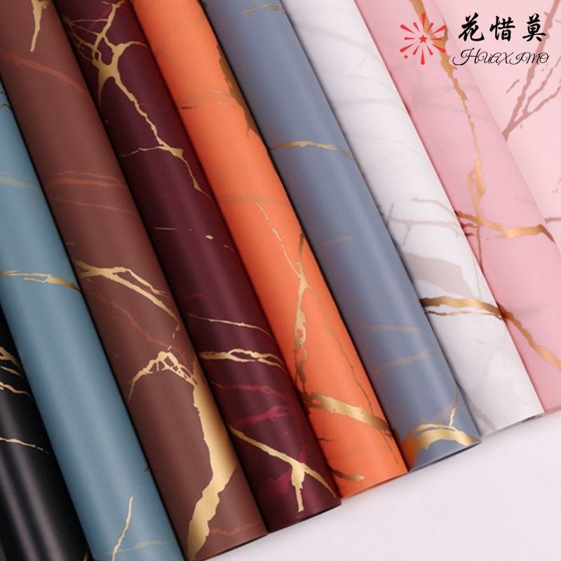

1 pak [ 20 lembar ] cellophane/ kertas bucket bunga motif marble