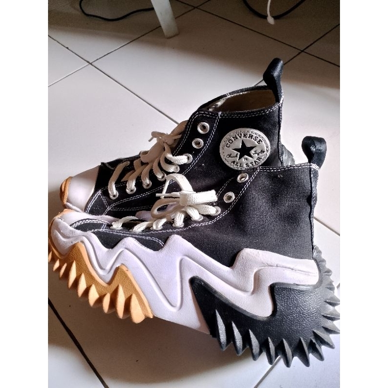 SEPATU CANVAS CNVERS3 RUN STAR HIKE MOTION CANVAS PLATFORM BLACK WHITE PREMIUM