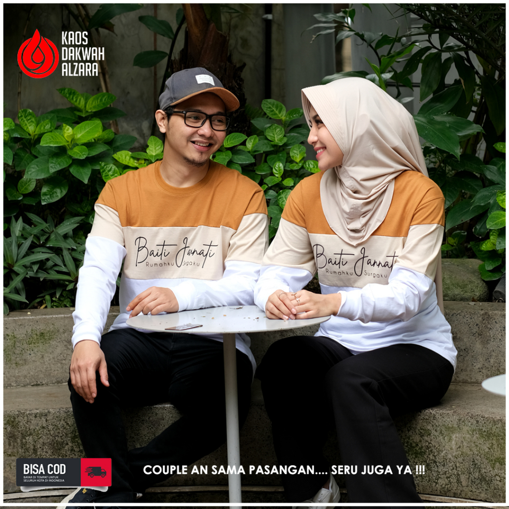 Baju Kaos Dakwah Alzara Pria Dewasa Couple Wanita Muslim Premium Putih BAITI JANNATI