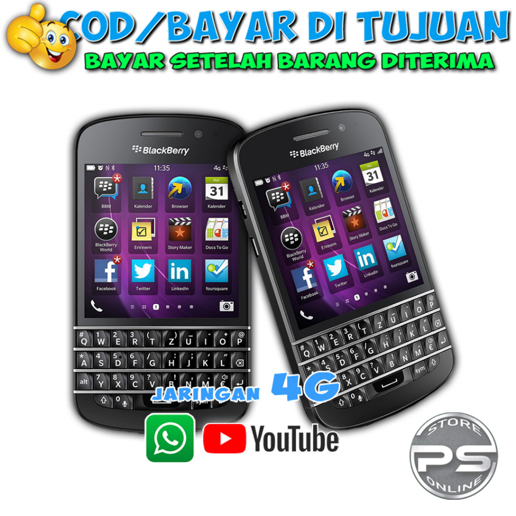 HP Blackberry Q10 - Single Sim - Jaringan 4G - Bisa WA, YT - Bergaransi