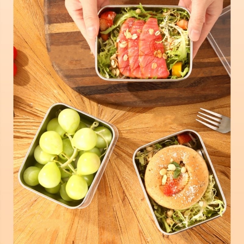 Kotak Bekal Stainless 304/Kotak Stainless Penyimpanan Kulkas/Wadah Makanan Stainless