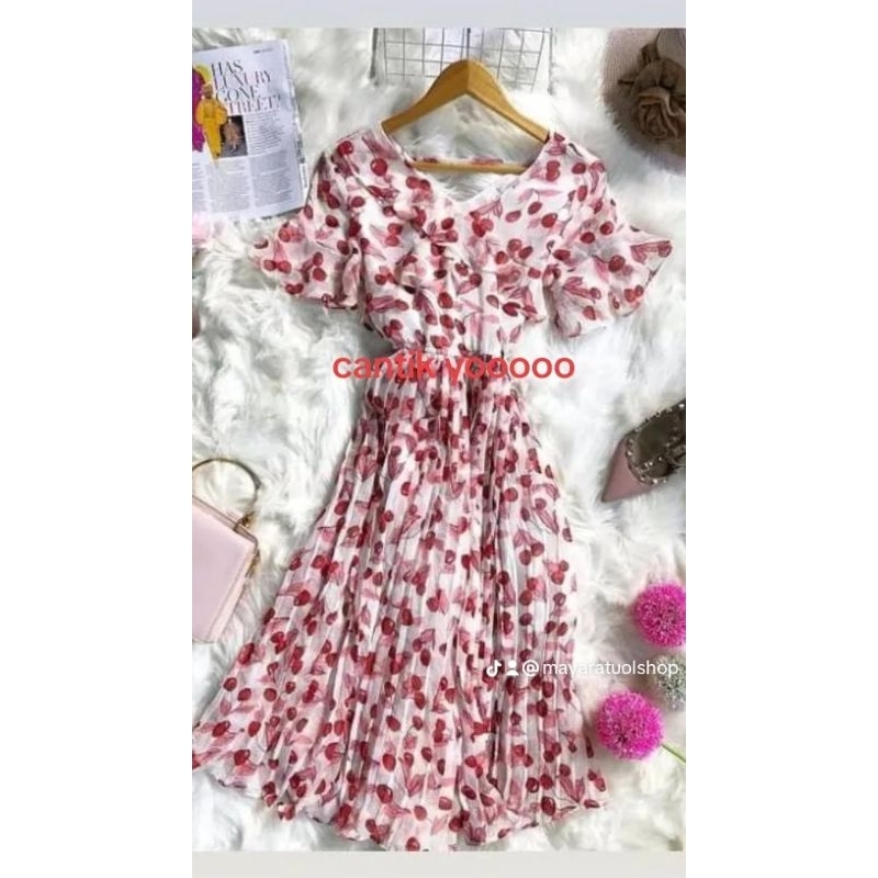 dres sifon motif bunga