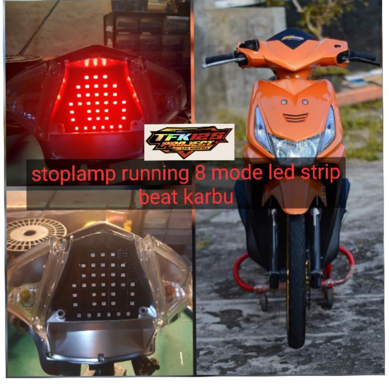 stoplamp running BEAT karbu 8 mode led strip (Wajib DC)