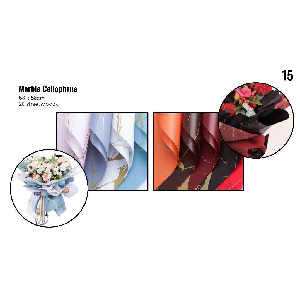 

MY Supplies - Flower Wrapping Paper Marble Cellophane Kertas Bungkus Buket Bunga Motif Marbe 1 Pack 20 Lembar