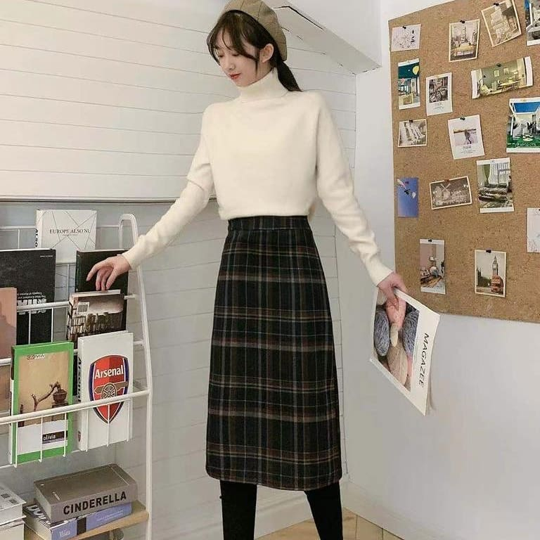 ROK CELANA MOTIF KOTAK CELANA ROK HIJABERS IMPORT CELANA ROK LEGING SAMBUNG SESUAI FOTO LEGING JEGIN