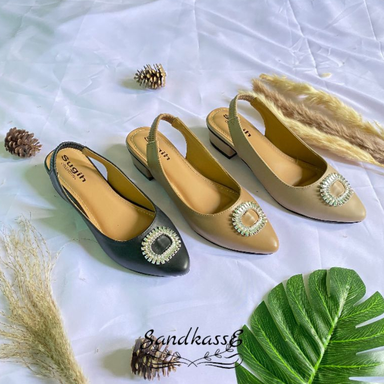 Sepatu Sandal Heels NARISA Zaina Hak 3 CM Tali Belakang - Heels Wanita Sol Karet NonSlip - Sandkasse