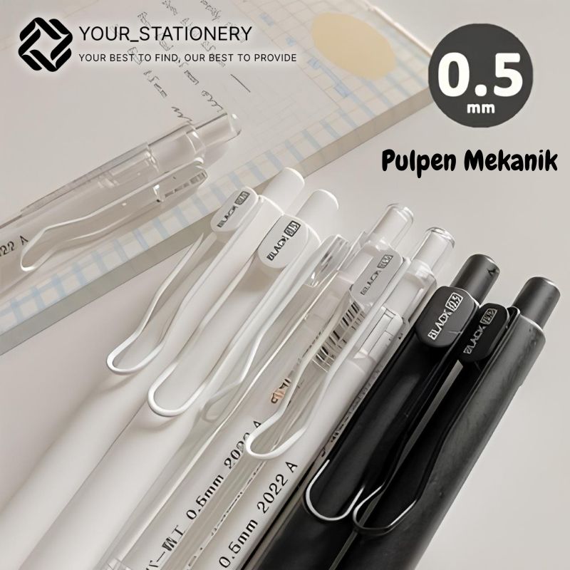 

[Your_Stationery] Ins Style Mechanical Gelpen/Pulpen Mekanik Estetik Tinta Hitam 0.5mm/ Refill Banyak Warna