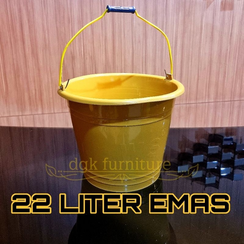 Ember Timba Timbah Air Plastik Bergagang Gagang Cor Semen Hitam EMAS GOLD PLASTIK KARET ANTI PECAH 2