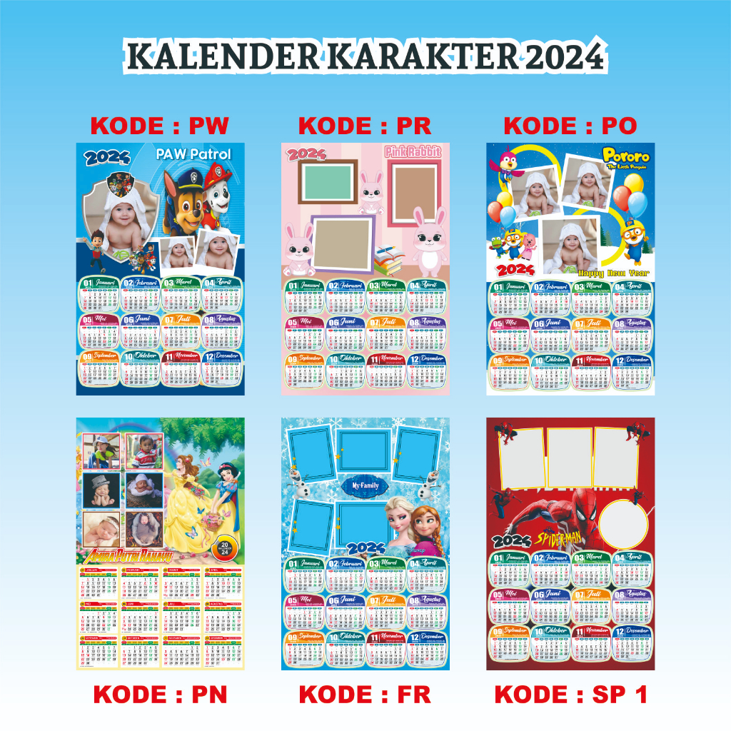 

Kalender Karakter 2024 Custom Foto Kalender Foto Kalender Custom Kalender A3 Kalender BTS Kalender Murah Kalender 2024 Kalender Lucu Kalender Dinding