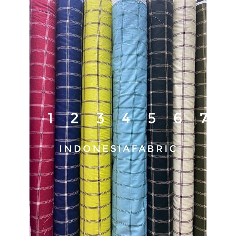 Kain Katun Jepang motif kotak tokai senko japan cotton ori bahan gamis tunik mukena kemeja koko sera