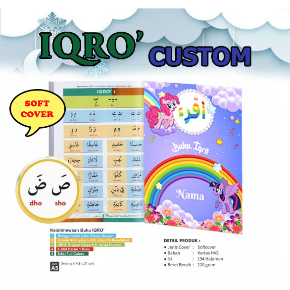 IQRO CUSTOM NAMA FULL COLOR - IQRO - CUSTOM - SOFT COVER-FREE PASANG FOTO - FREE CUSTOM NAMA
