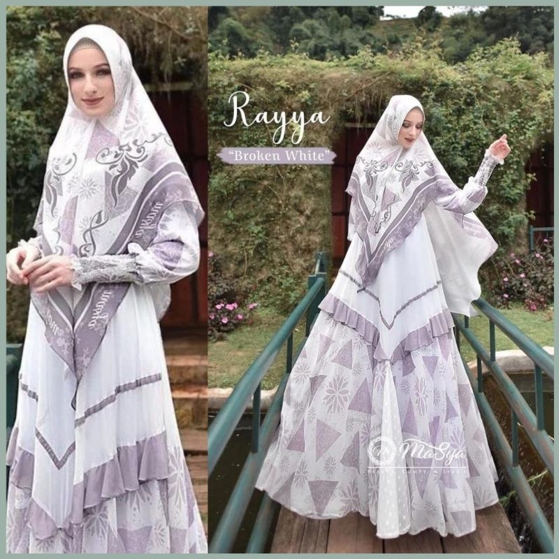 Set Gamis Dress Putih Mewah Ceruty Babydoll - Khimar - Madenia syari - Masya - [ RAYYA ]