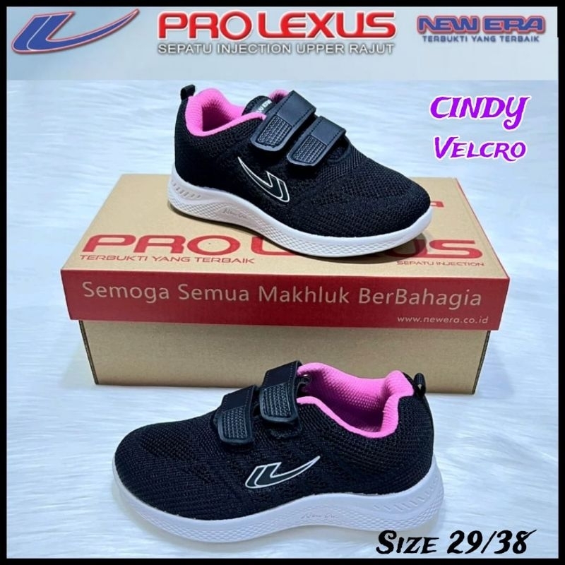 NEW ERA Sepatu Sneaker Anak Sekolah Paud Tk Sd Cewek Kecil Tanggung Kreketan Tempel Tanpa Tali Hitam Putih Pink Original 29 sd 32