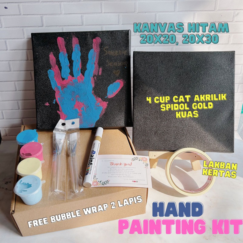 DIY Hand Painting Kit Canvas hitam By Sweetie Seasons | Kanvas Cap Tangan Couple | Canvas Lukis