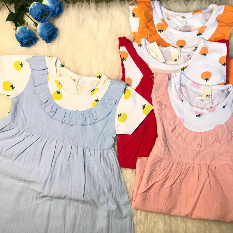 Dress Import Motif Buah Tomato