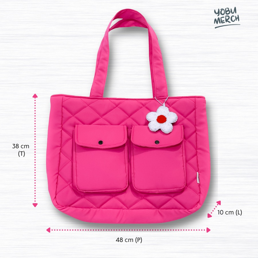 Tas Laptop - Yobumerch Unnie Bag.Tote bag.Tas Laptop.Tas Wanita (Pink Fushia)