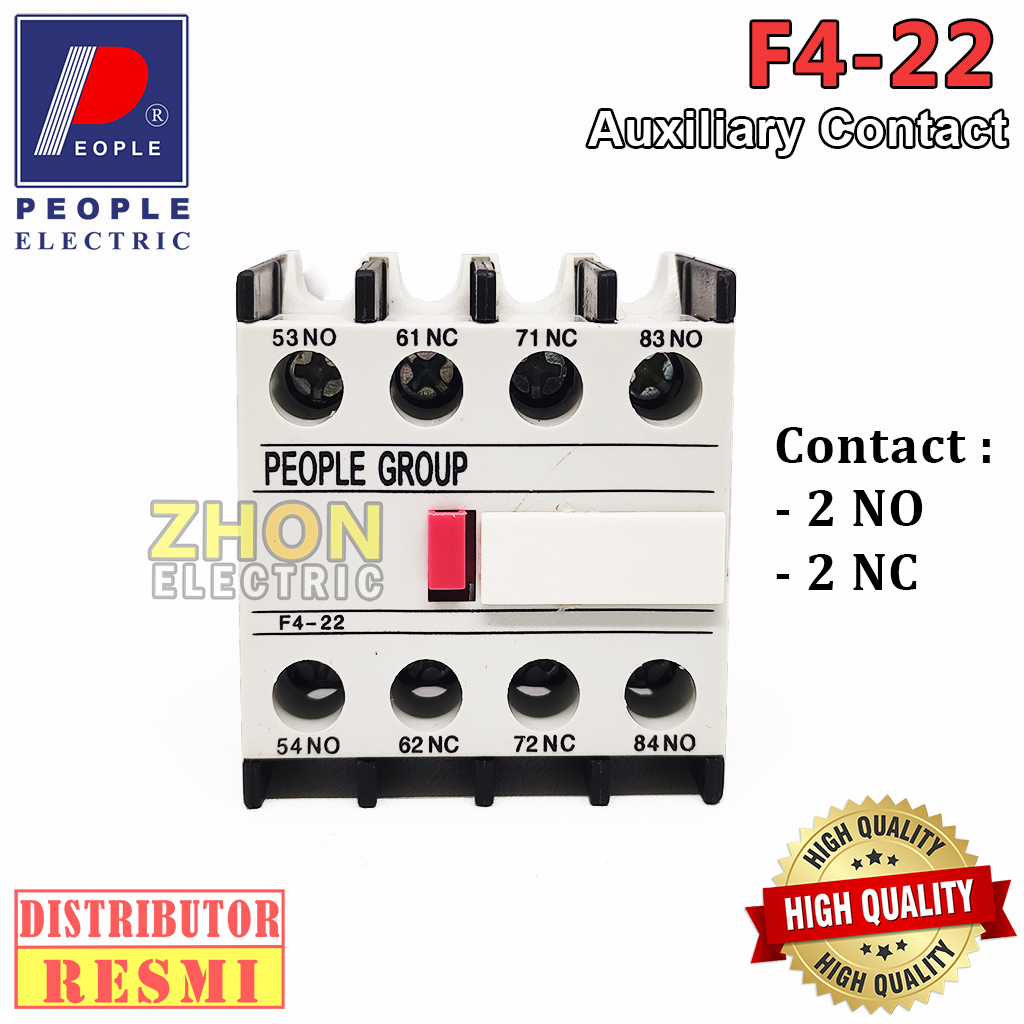Auxiliary F4-22 Kontak Bantu Contactor Kontaktor 2NO 2NC People