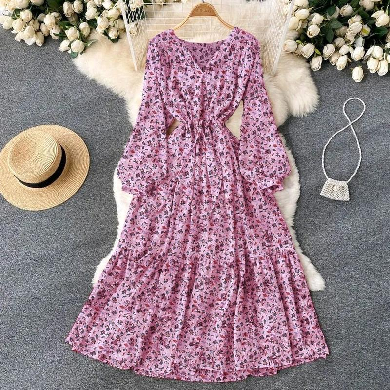 Rafarah Long Dress Sakura Dress Bunga Kekinian Dress Cantik Korea
