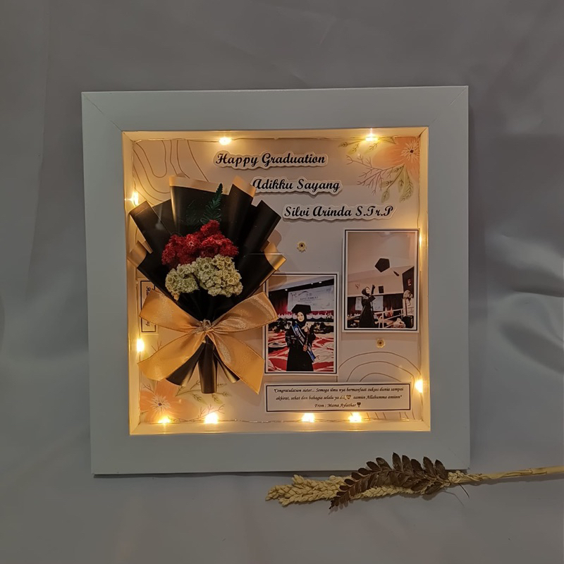 Frame 3D Kado Bingkai Foto  | Flower in Frame | Kado UlangTahun | Hadiah wisuda unik custom