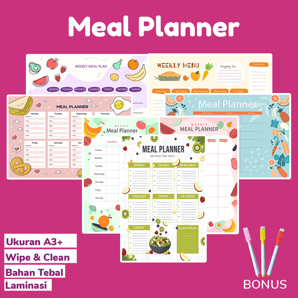 

Kamilastorindo - Poster Weekly Meal Planner, Papan Menu Makanan Mingguan A3+