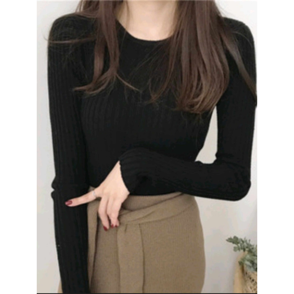 Baju wanita dalaman hijab turtle neck inner rajut kerah bulat