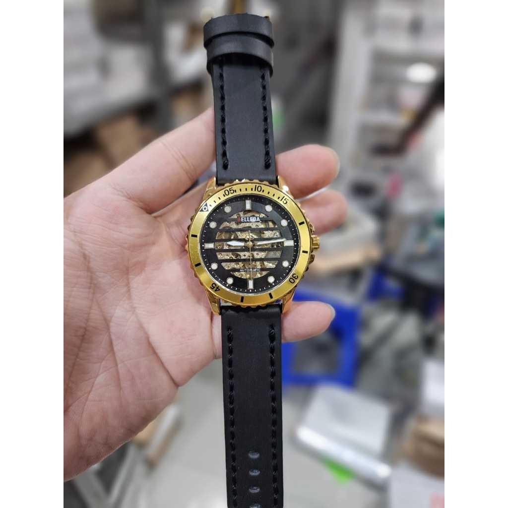 JAM TANGAM AUTOMATIC TALI KULIT ASLI - BELLEDA B-9352 ORIGINAL