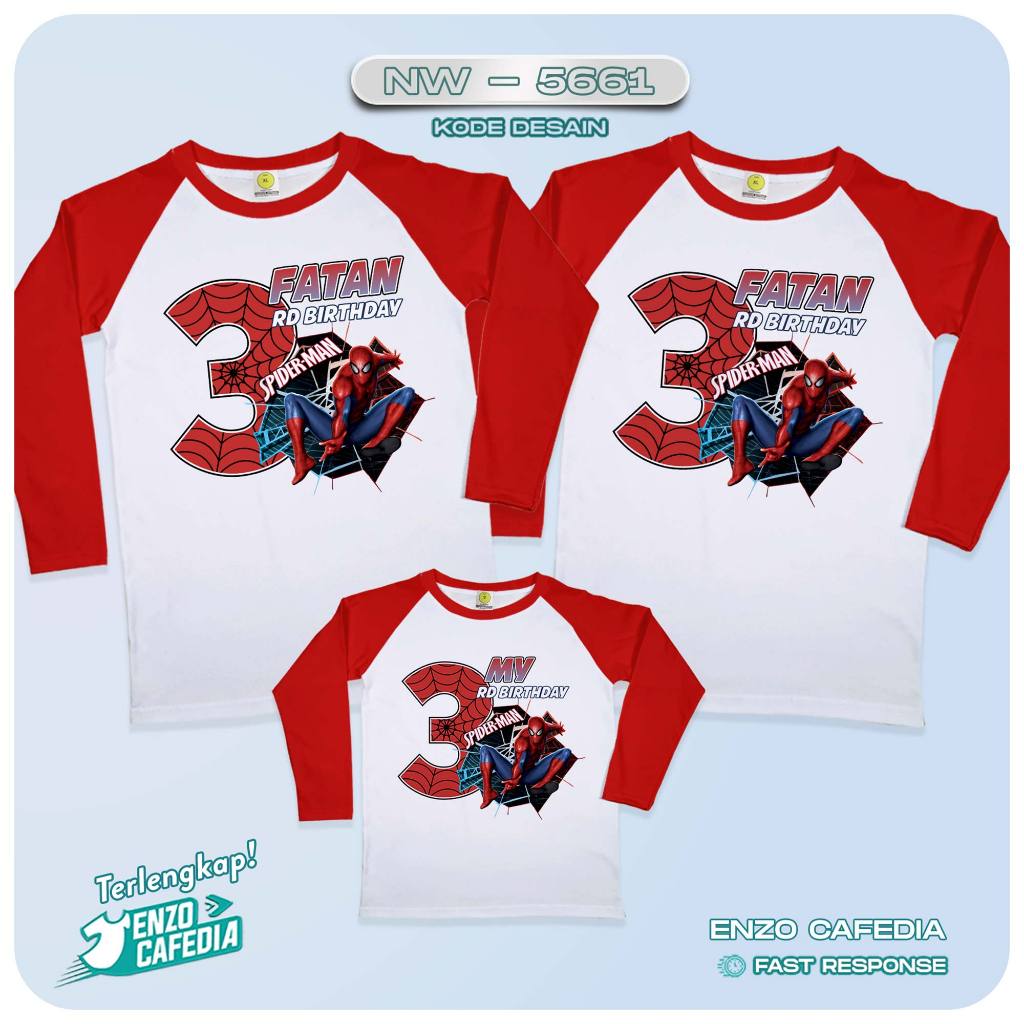 Harga Paket Lebih Hemat | Kaos Raglan Keluarga | Kaos Ultah | Kaos Couple | Kaos Motif Spiderman NW 