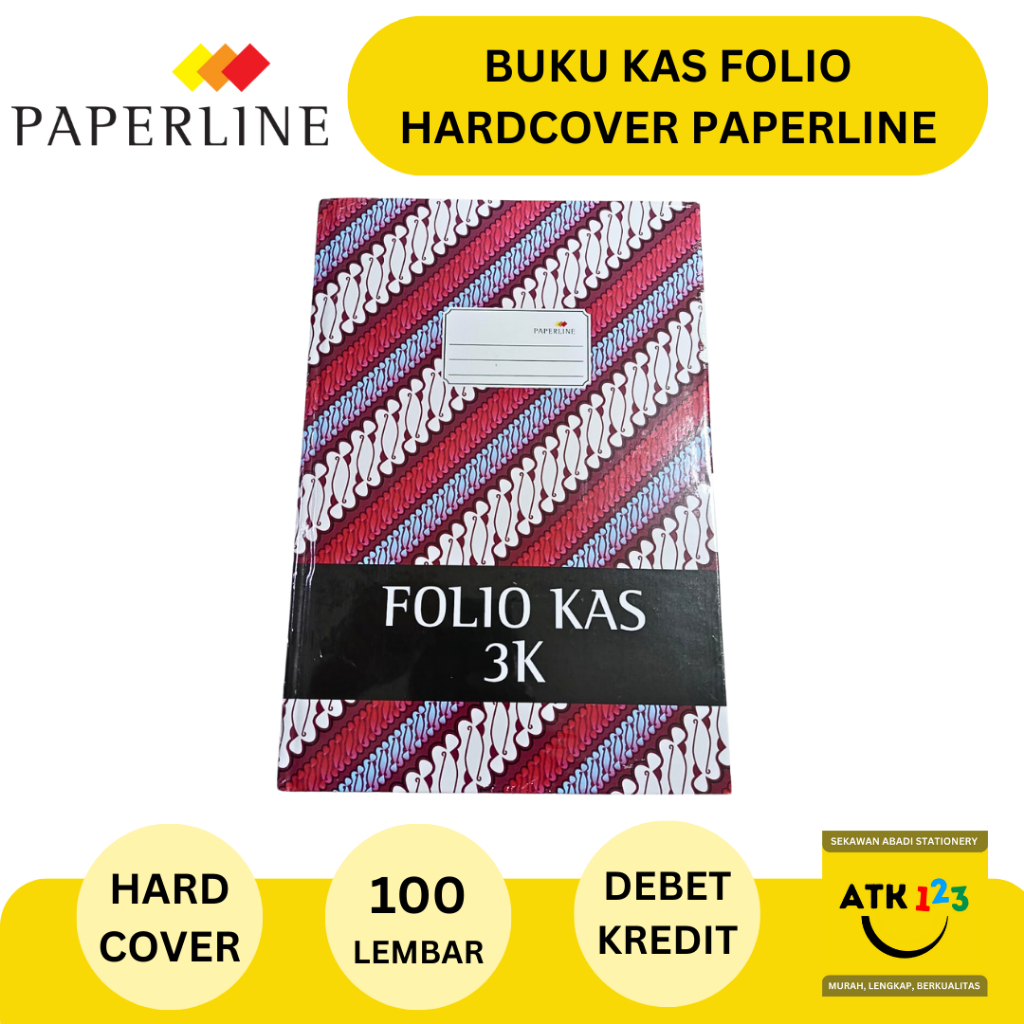 

Buku Kas Folio 3K Hardcover Merk Paperline Debet Kredit Saldo 100 lbr