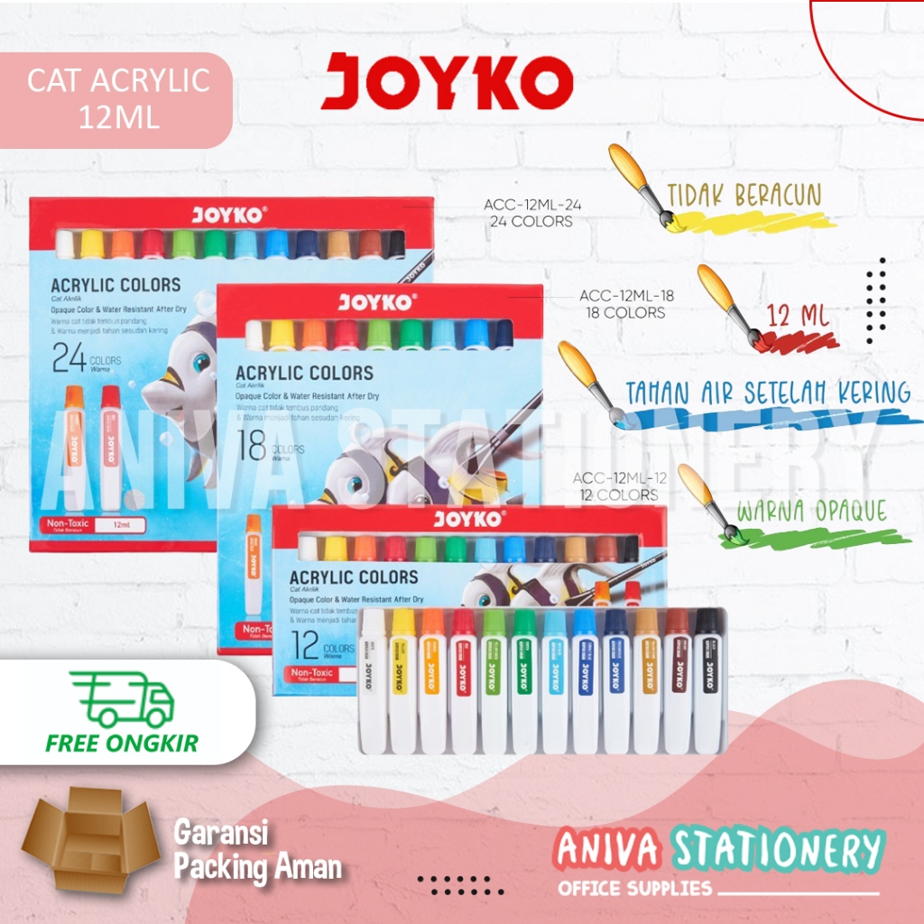 

JOYKO CAT LUKIS AKRILIK ACRYLIC COLOR SET ACC-12ML