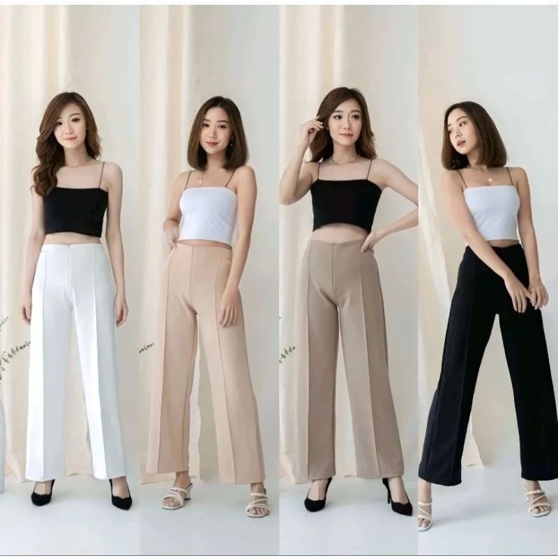 TERBARU CELANA PANJANG WANITA KULOT SCUBA RESLETING DEPAN