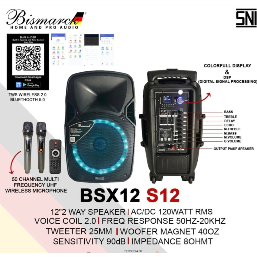 Speaker Portable Wireless BISMARCK BSX12S12/ BSX12 S12 Original