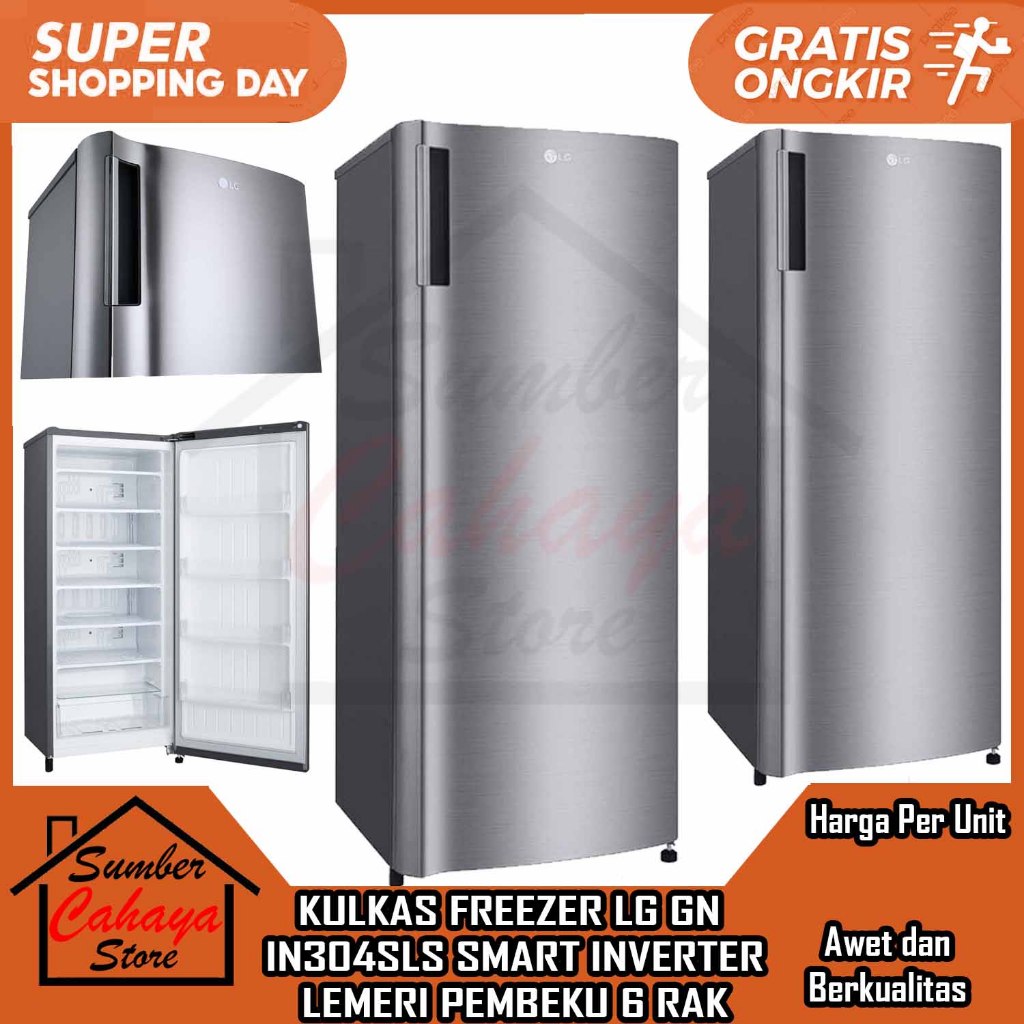 [Instan] LG GN IN304SLS FREEZER 6 RAK KULKAS Tempered Glass Rack LEMARI ES 1 PINTU PENDINGIN PENYIMP