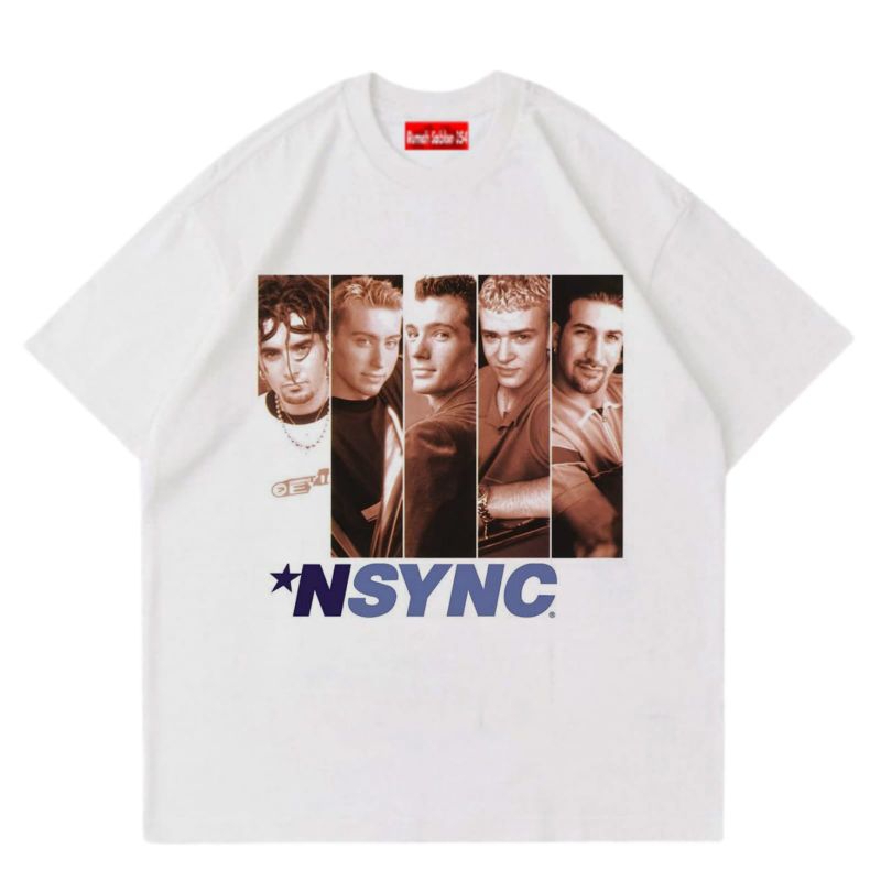 KAOS NSYNC American Classics NSYNC Boxes White Adult T-Shirt Tee VINTAGE RAP TEES OVERSIZE PRIA WANI