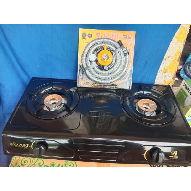 Kompor gas dua tungku merk Omicko Progas + regulator Batam