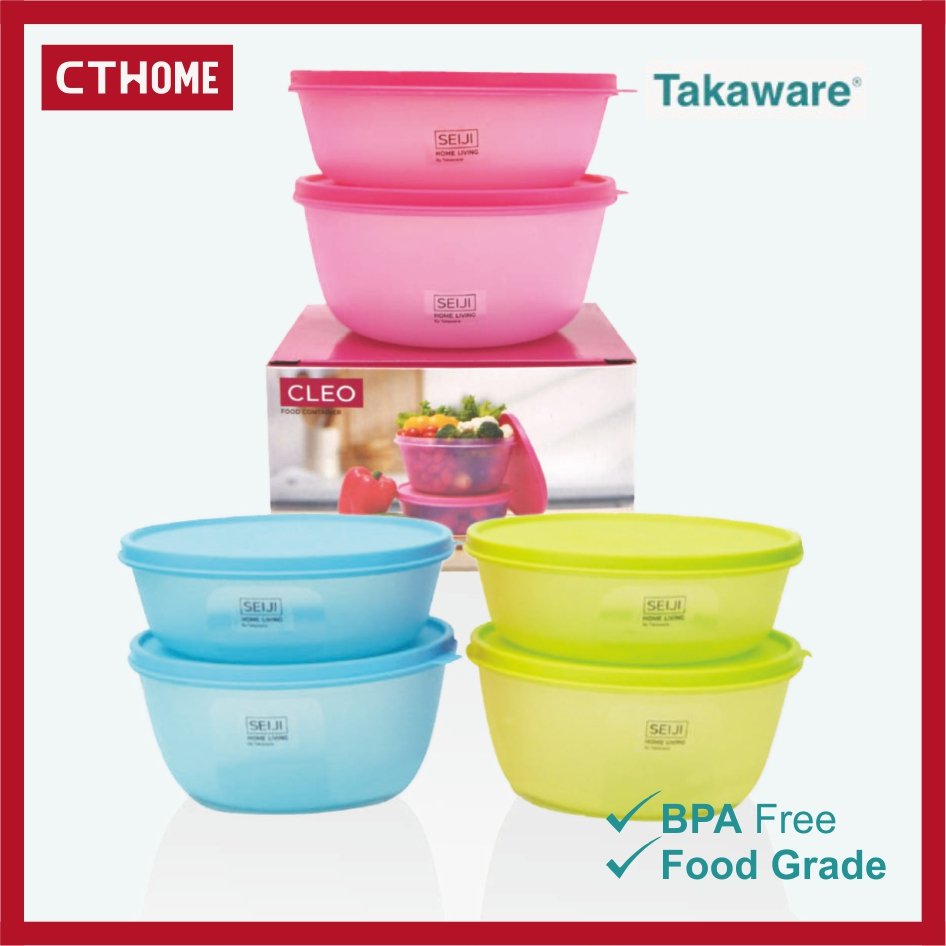 Takaware Cleo Food Container Set Toples Plastik Bulat Wadah Makanan Kerupuk Snack Cemilan 2 Pcs BPA Free Food Grade