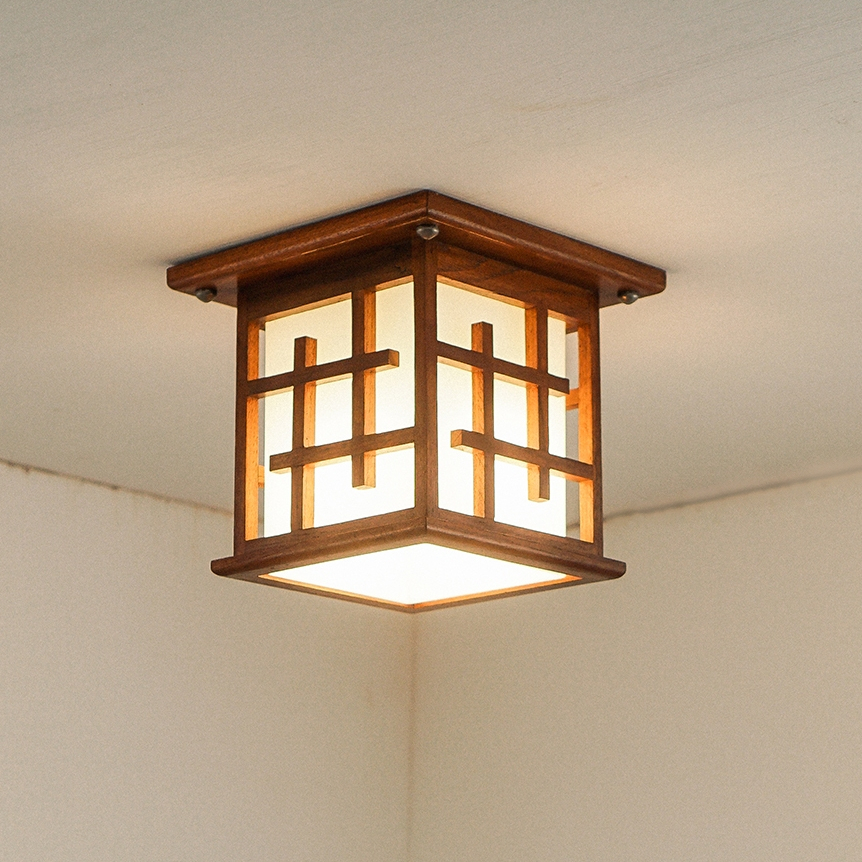 kap Lampu Hias Plafon Model Jepang Material kayu