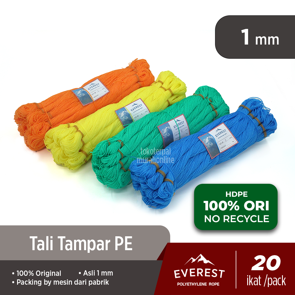 

Tali Tampar 1mm Pack Original Isi 20 Ikat / Virgin HDPE 100% No Recycle Merek Everest Harga Termurah Premium / Tali Tambang/ Tali Senar