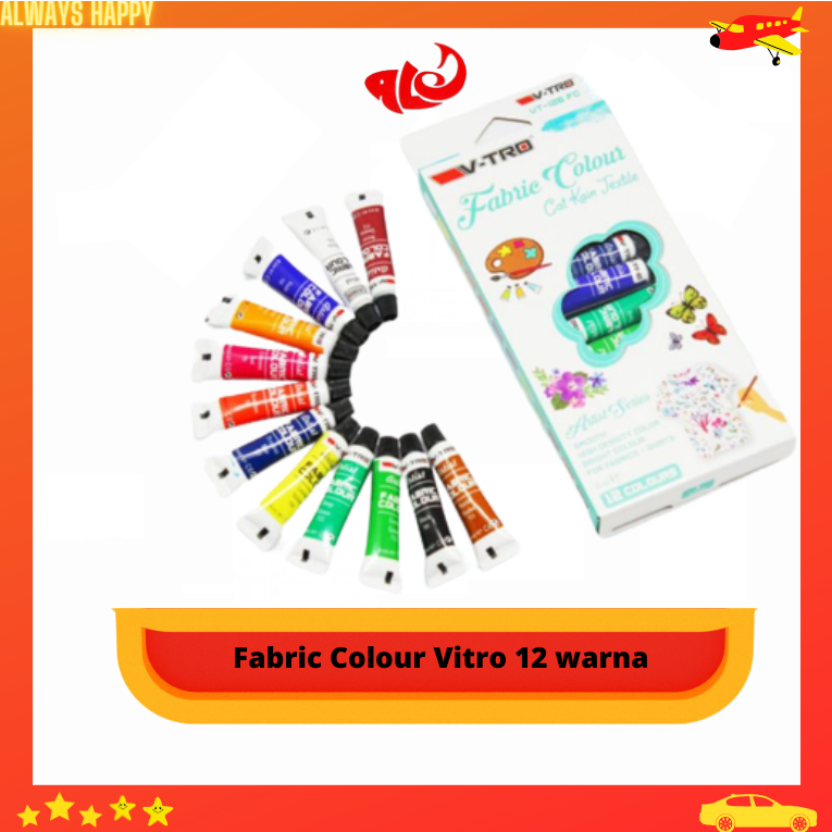 

Cat Kain Textile 12 Warna murah Merek V-tro Fabric Colour Vitro