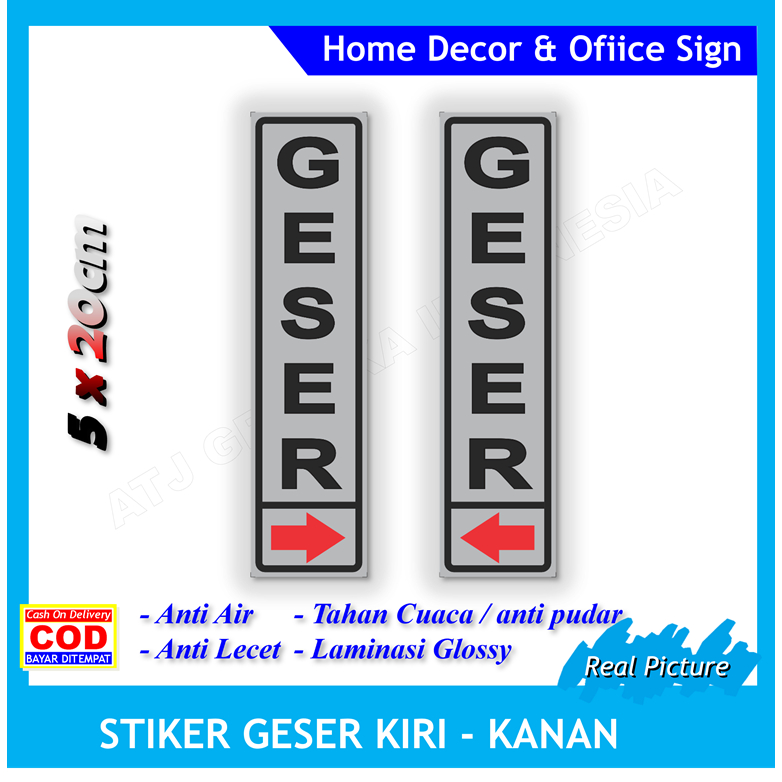 

Stiker label geser kiri kanan sticker pintu toko kantor tulisan petunjuk buka tutup