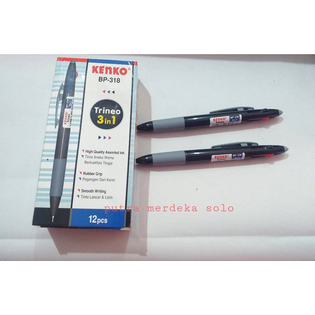 

Ballpoint, Bolpen, Pulpen Kenko Trineo 3 in 1 BP-318 Hitam Merah Biru