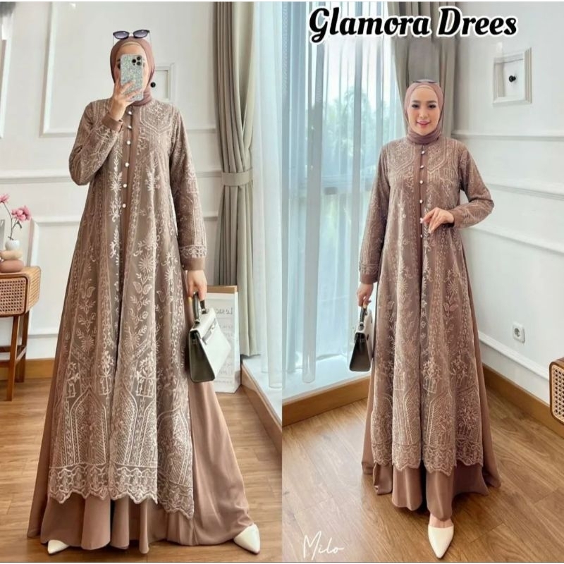 Glamora Dress Maxy Gamis Muslim Glamora Cerutty Babydoll Full Puring Elegan