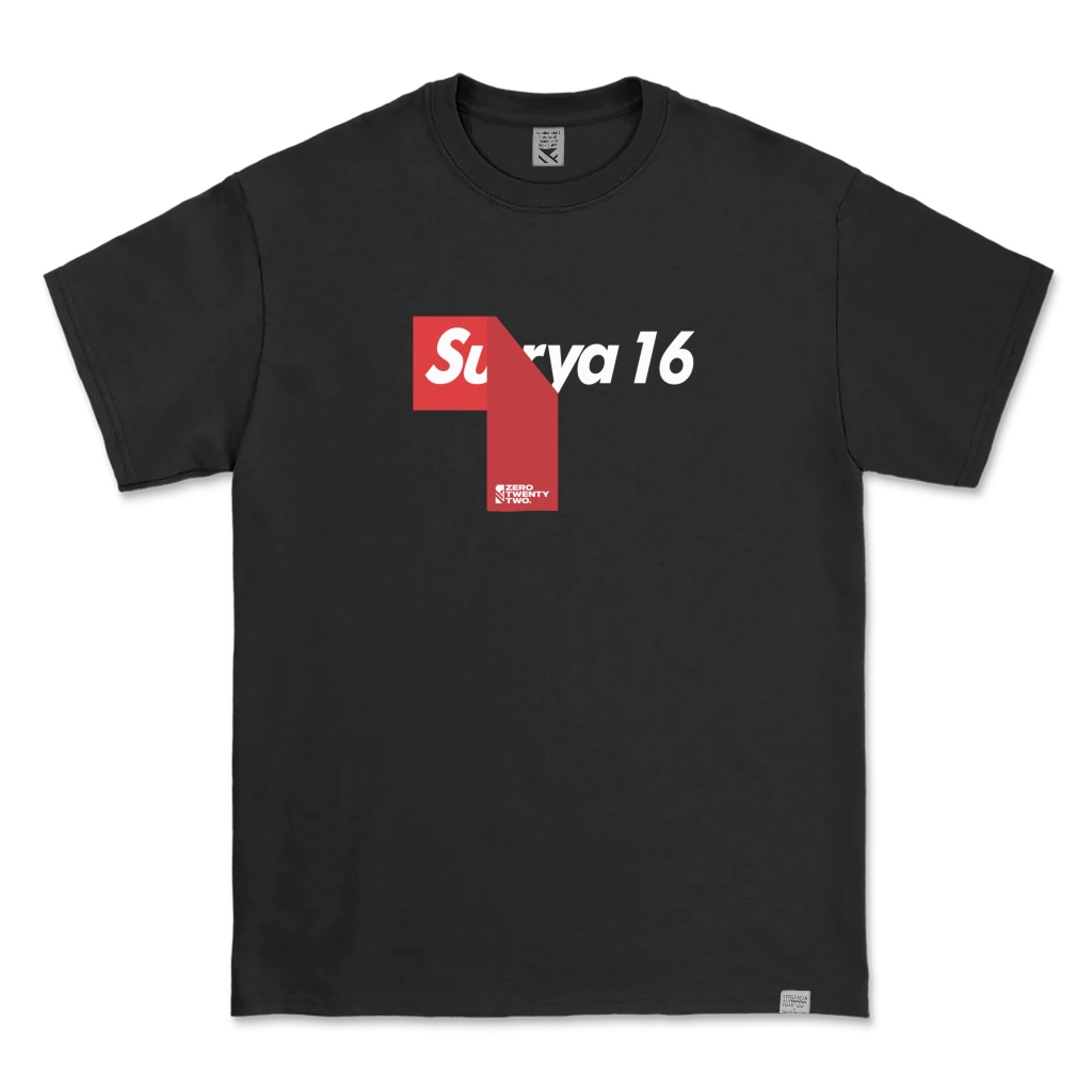 ZeroTwentyTwo T-shirt Surya 16 Black | Kaos Parodi Plesetan Logo Hypebeast Brand Pria