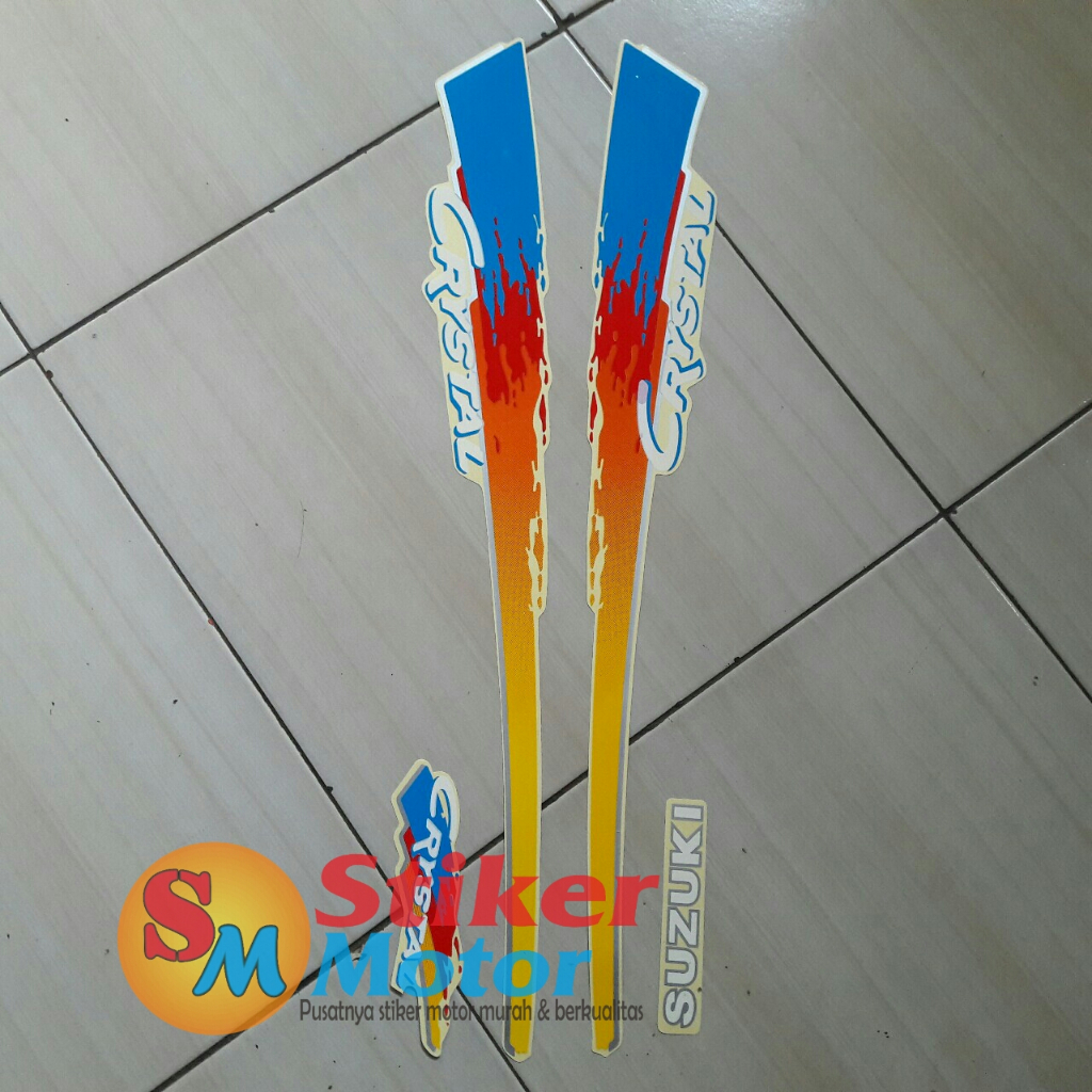 stiker motor suzuki crystal tune 1992 kuning-biru