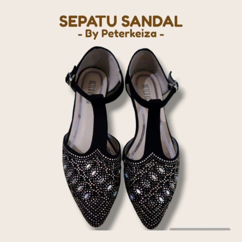 Sepatu Sandal wanita brand Peter Keiza original untuk perempuan pesta kondangan warna hitam