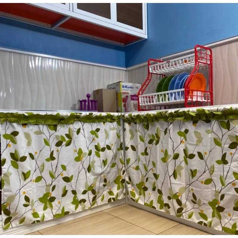 Gorden Hordeng Kolong Dapur Bawah Meja Kompor Wetafel Motif Amora Hijau KL