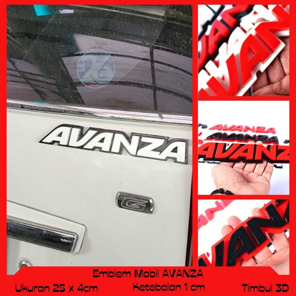 EMBLEM MOBIL AVANZA VARIASI TIMBUL 3 DIMENSI BUKAN STIKER HARGA SATUAN EKSTERIOR MOBIL TOYOTA