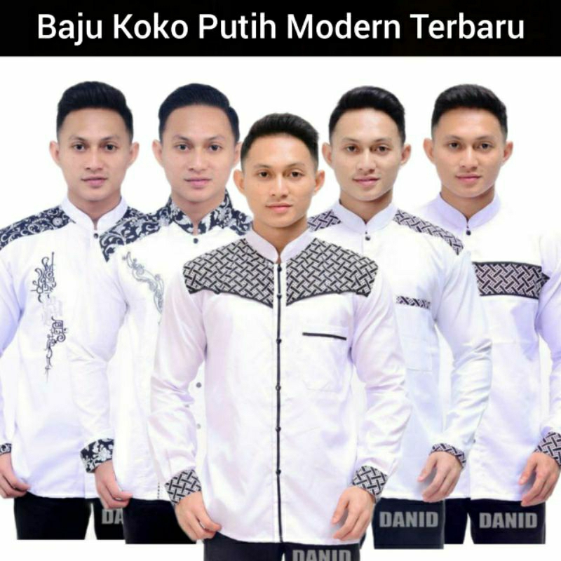 Baju Koko Putih Pria Muslim Lengan Panjang Bahan Katun Toyobo Premium