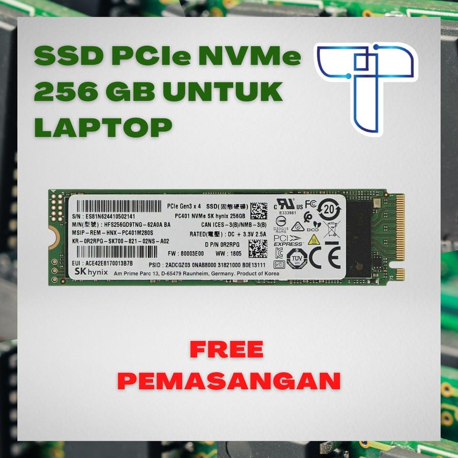 SSD 256 GB PCIe NVMe untuk laptop